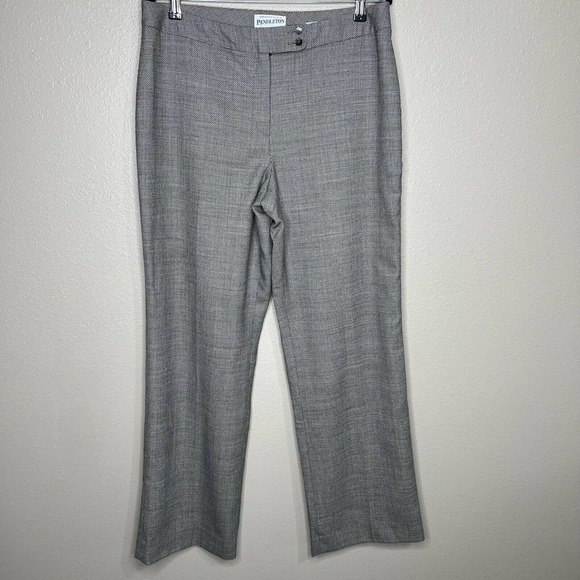 Pendleton Black & White Savvy Stretch Wool High Rise Straight Leg Dress Pants 12 - Picture 1 of 11